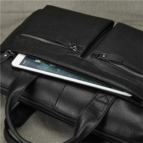 Leather Briefcase For Men, Large Capacity Work Bag, Laptop Compatible, Brown 2