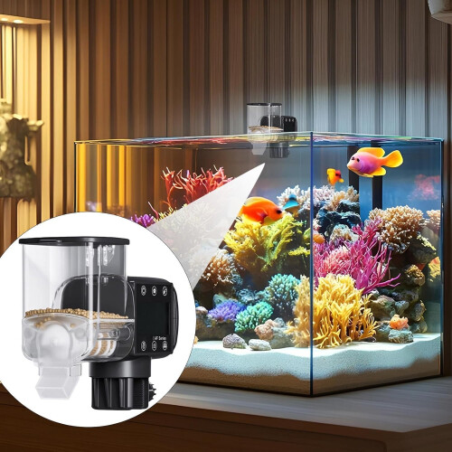 Automatic Fish Feeder with Timer, Programmable Aquarium Food Dispenser for Pellets and Flakes 1