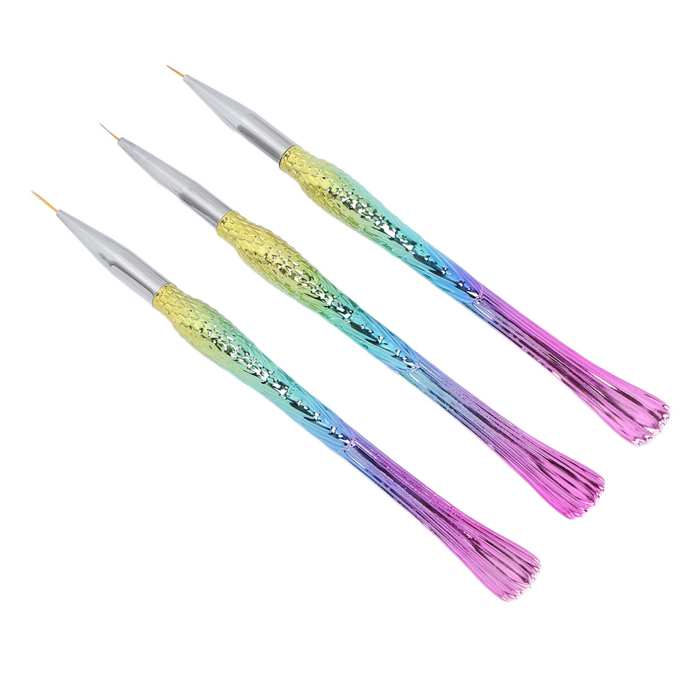 3pcs Nail Art Liner Brushes Set, 7/9/12mm Nail Gel Painting Pen