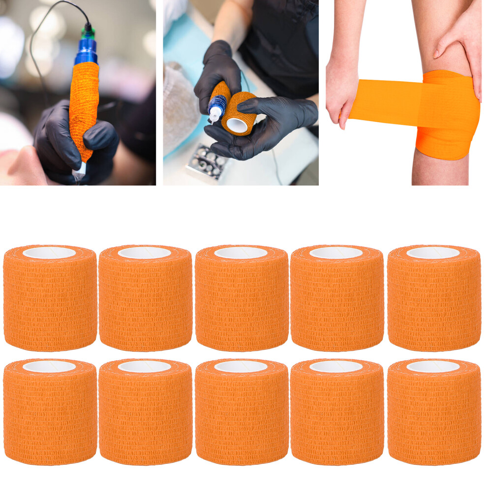 Orange 10Pcs Elastic Self Adhesive Bandage Strap 5Cm X 450Cm Multifunction