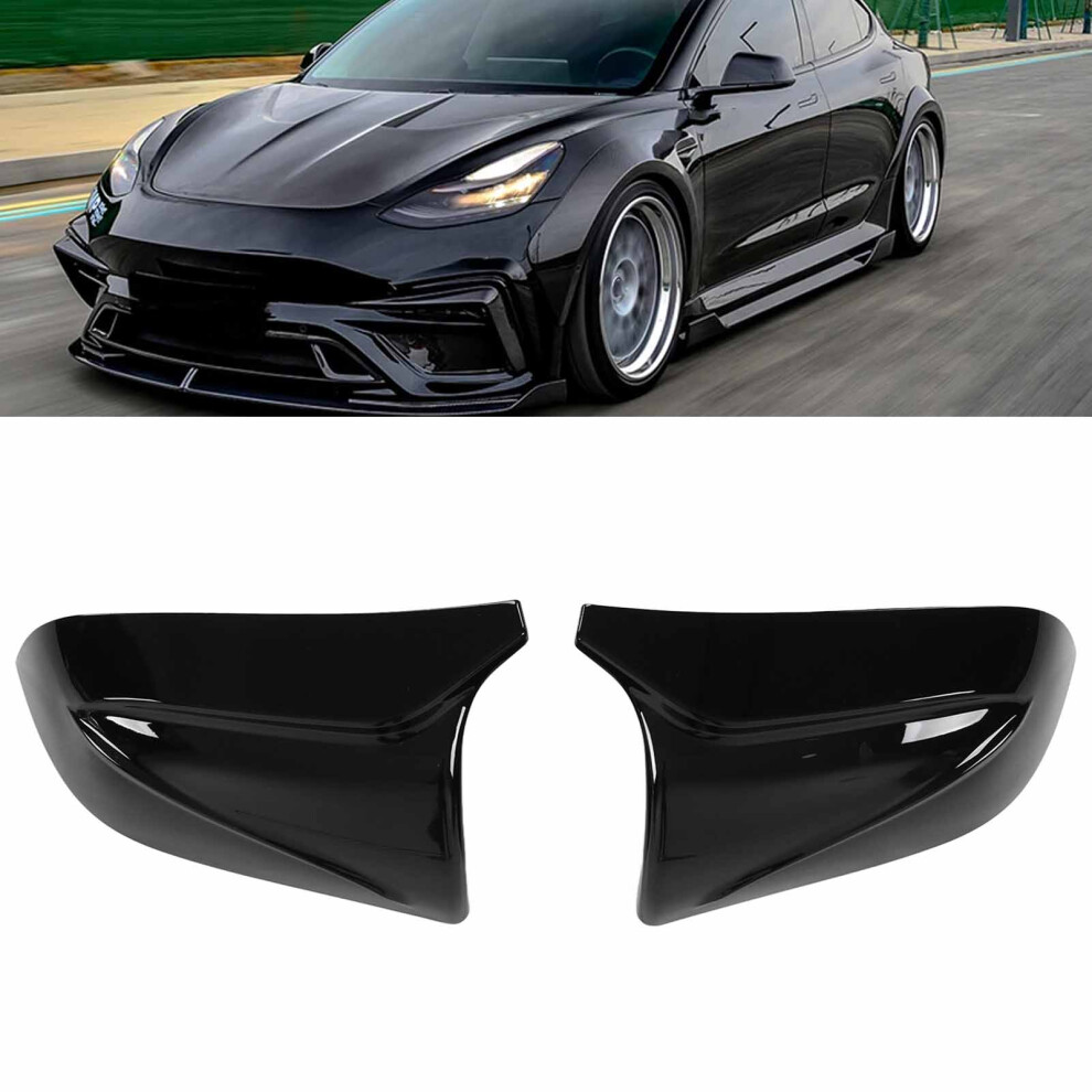 Gloss Mirror Cover Left & Right For Tesla Model 3 2017Â2020 Black 9471376597660