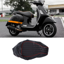 Schwarze PU-Leder Motorrad-Sitzbezug für Vespa GTS 125-300 2013-2020