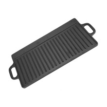 Cast Iron Grill Pan Double Sided NonStick Griddle with Easy Lift Handles for Oil Cooking