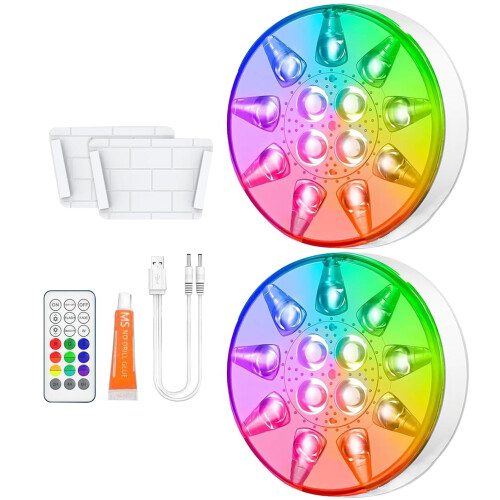 Pool Lights Underwater LED, Remote Control, 16 Colors, Rechargeable Waterproof Lanterns, 2 Pack