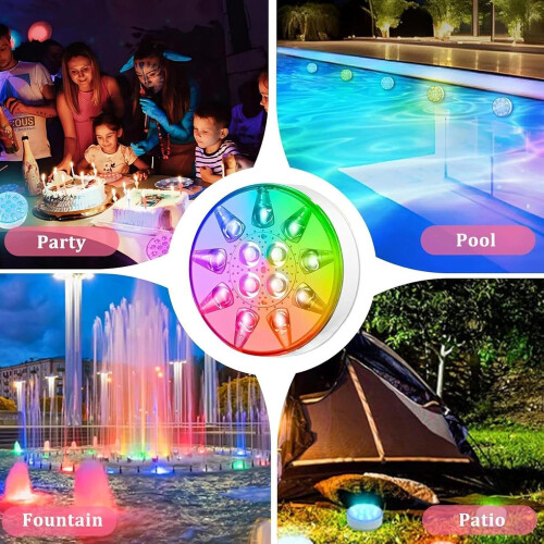 Pool Lights Underwater LED, Remote Control, 16 Colors, Rechargeable Waterproof Lanterns, 2 Pack 2