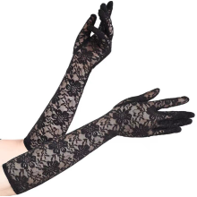 Floral Lace Opera Gloves for Women Breathable Comfort Long Lace Gloves with Wrinkle-Resistant Soft Fabrics Elastic Lace for Bridal Evening Party Prom