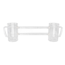 Bierkrug aus doppelt verbundenem Acrylglas, klares, auslaufsicheres Design, ergonomisch geformter, verdickter Henkel, runde Öffnung, ergonomische