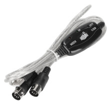 USB MIDI-kabelconverter 2-in-1, MIDI naar USB-kabel met ondersteuning voor 16 kanalen in en uit, LED-indicator voor stroomingang en -uitgang voor