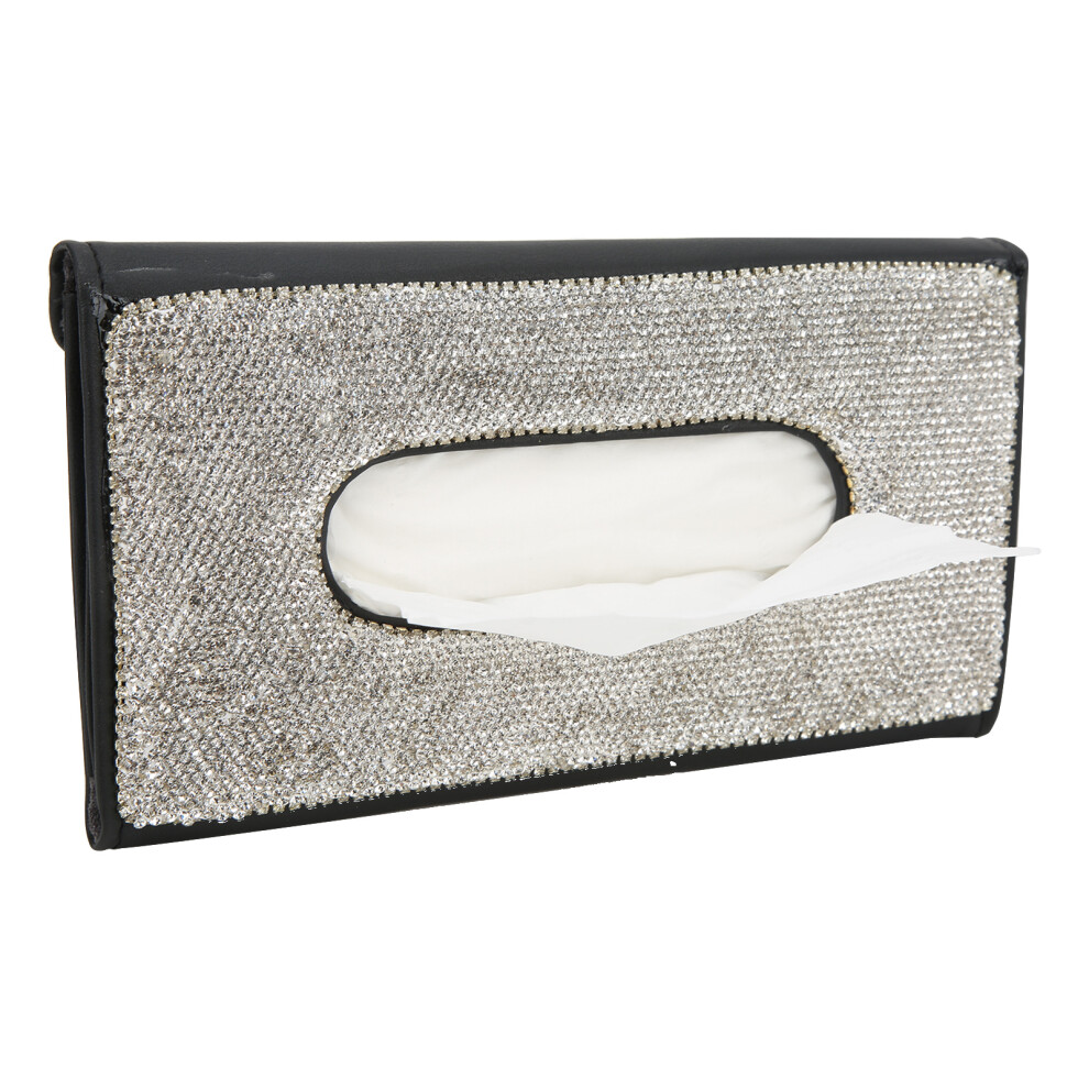 Rhinestone Sun Visor Tissue Box Holder For Car Universal Abs Bling 8401376600931