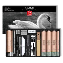 Drawing Pencils Set, 39 Pcs, 5H14B, Pro Sketch Charcoal Pencils For Artists, Eraser Pen, Black White Pencils