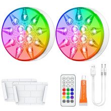 Pool Lighting With Remote Control 16Color Rechargeable Waterproof LED Bulbs 2Pack For Garden Outdoor Terrace 16 Colors