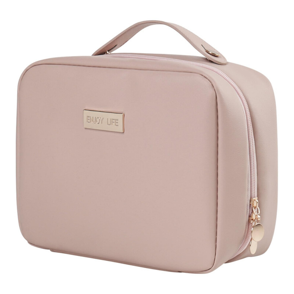 Pink Fashion Handbag Makeup Bag Travel Cosmetic Bag Large Capacity Pu Leather Toiletry Storage Pouch For Women In