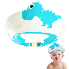 Baby Shower Cap Shield Kids Visor Hat Eye And Ear Protection Head Size 3860 Cm Dinosaur Shape Blue