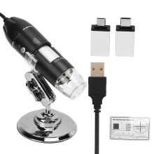 USB-Digitalmikroskop mit 1600-facher Vergrößerung, tragbares Handelektronenmikroskop für Smartphone-kompatible Geräte, mit 8 integrierten LEDs