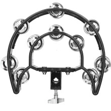 Doppelreihige Metallschellen, Handtrommel im Halbmond-Tamburin-Design, ergonomischer Griff für komfortables Spielen, leuchtend