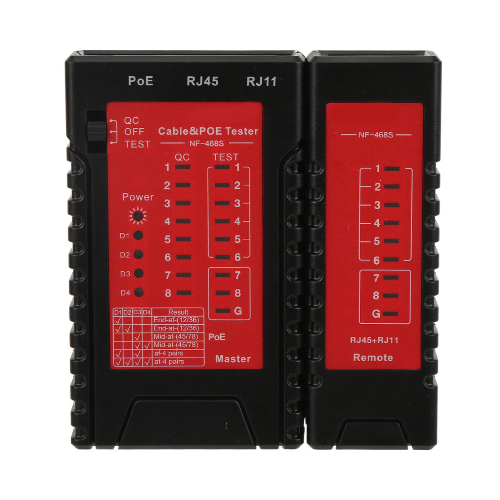 Utp Stp Cable Checker For Ethernet Networks Featuring Poe Test And Continuity Tester, Rj45 Rj11 Rj12 Tester With Open Cross Pair Detection 9138057860900