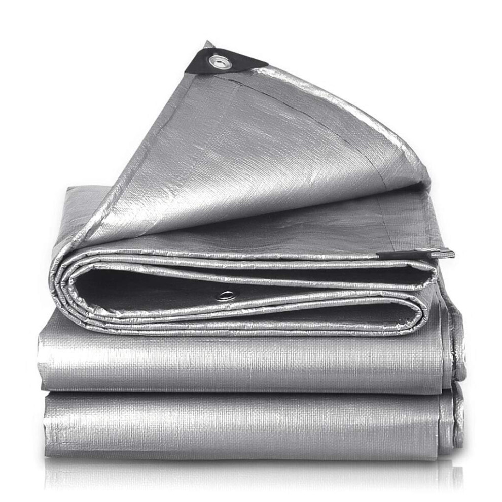 Tarpaulin Sheet Gray 200G/M2 3X4m With Grommets For Outdoor Camping Ground Cover Tent Shelter 9347817698657