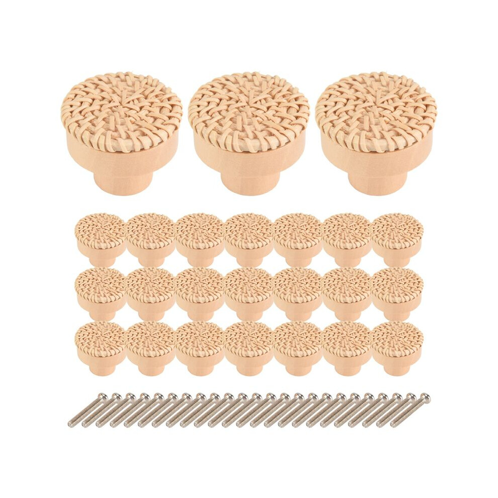 24Pcs Boho Rattan Dresser Knobs Round Wooden Drawer Knobs Cabinets Dresser Handles Hardware Pulls Cabinet Knobs 6033522875331