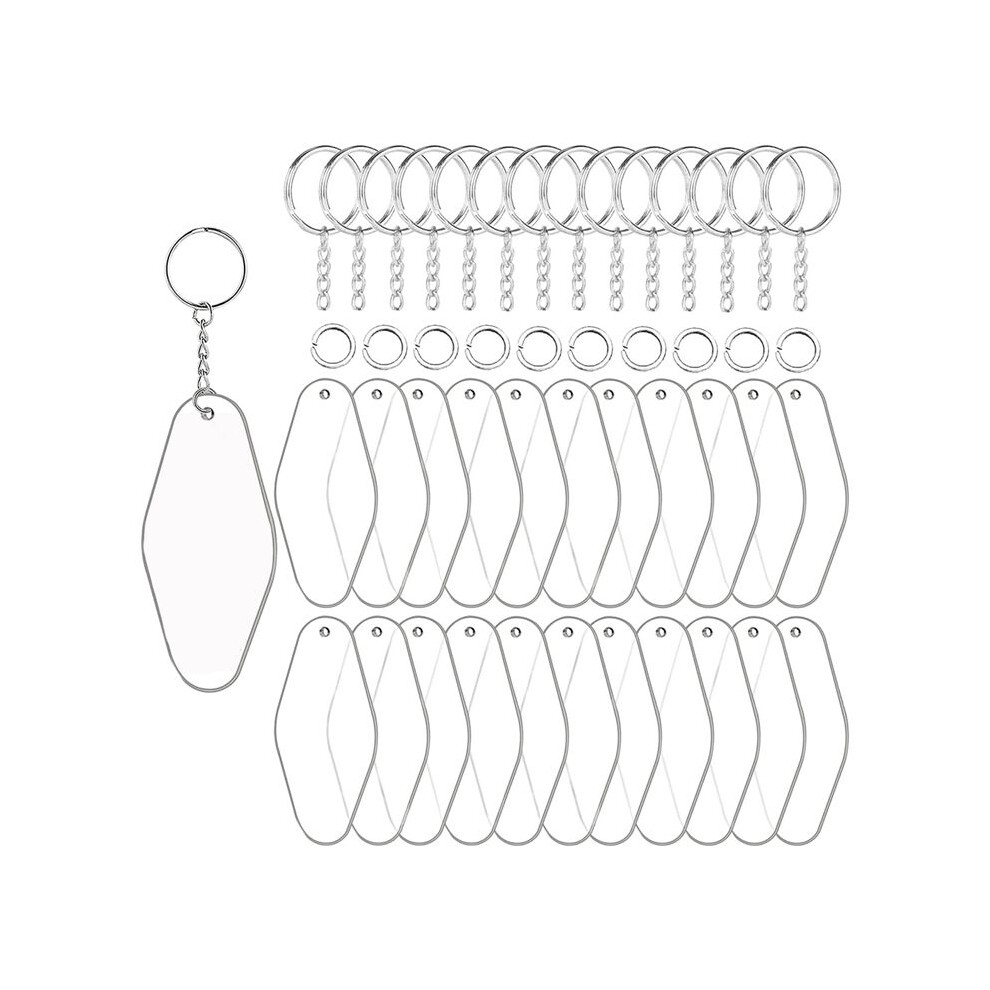30 Sets Acrylic Blank Key Tag Kit Including 30 Motel Hotel Shape Acrylic Sheets, 30 Keychain Rings, And 30 Jump Rings 6031643151594