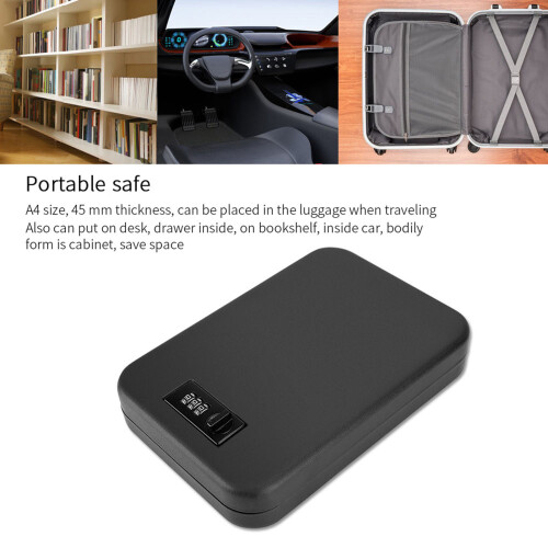 Re-Settable Combination Safe, Portable Security Lock Box with Compact Design, Secure Storage Safe Featuring Cable Tether Included and Foam-Padded 2