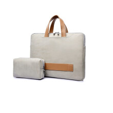 Laptop Bag Leather Notebook Case For 1415.6 Inch Laptops, Shoulder Sleeve Briefcase, Gray