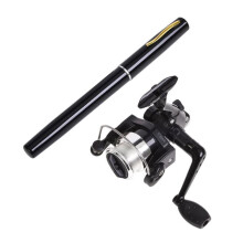 Mini Pen Fishing Rod with Portable Rotating Wheel, Black, Ideal for Winter Outdoor Fishing, Lightweight and Compact Design