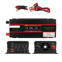 Power Inverter Car Converter 12/24V 4000W LCD Display Cigarette Lighter 2 USB Ports 2 Sockets Black
