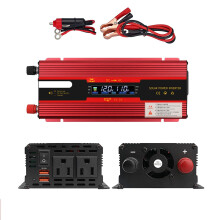 Power Inverter AC Car Converter Red 12/24V 1000W LCD Display Cigarette Lighter 2 USB Ports 2 Sockets Car Home Laptop Use