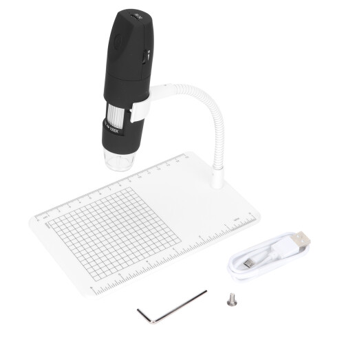 HD Camera Microscope, Home Usage Microscope with Infinitely Variable Zoom, LED Lighted Digital USB Microscope for Photo Video Capture, Portable for