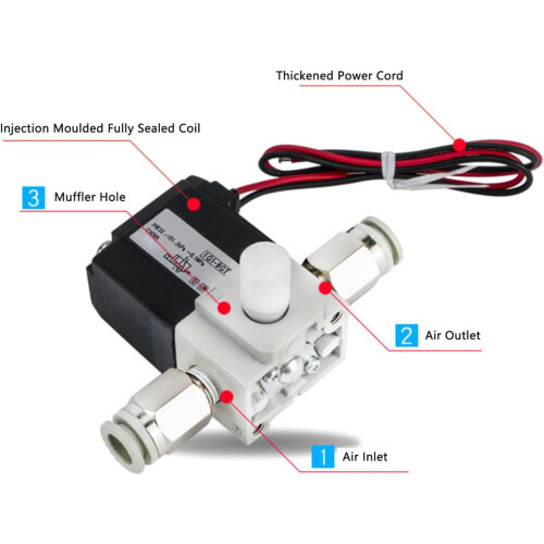 Pneumatic Solenoid Valve AC 220V Quick Response for Electronic Boost Control 2 Position 3 Way 2