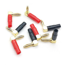 Dual Screw Banana Plugs, Solderless Design Right Angle Speaker Cable Connector for Secure Fit and High-Quality Audio, 90 Degree Gold Plated Plugs
