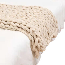 Thoughtful Gift Chunky Knit Throw Blanket, Cozy Soft Hand Knitted with Elegant Texture & Decor Thick Jumbo Chenille Yarn, Non-shedding, for Indoor