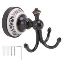 Vintage Flower Pattern Hooks, Brass Wall-Mounted Hooks for Bathroom Kitchen, Double-Headed Coat Hooks Support Multiple Items, Rust-Resistant, Easy to