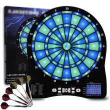 Electronic Dart Board 13Inch Illuminated SoftTip Dart Board Set With 6 Darts For Adults Durable Tough Segment Pro Blue