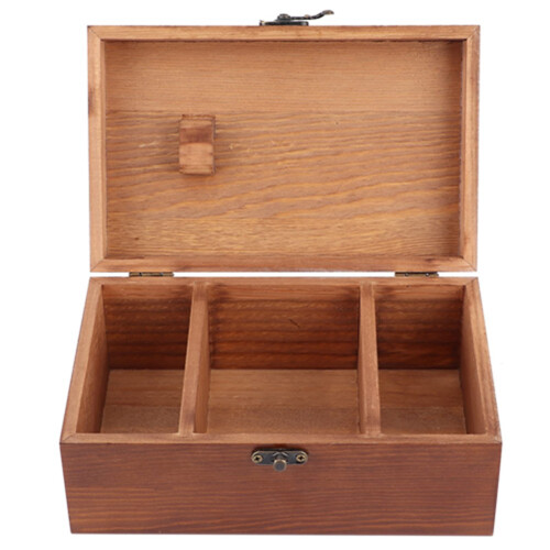Wooden Sewing Box Organizer with Exquisite Pattern, Vintage Pine Storage for Needle and Thread