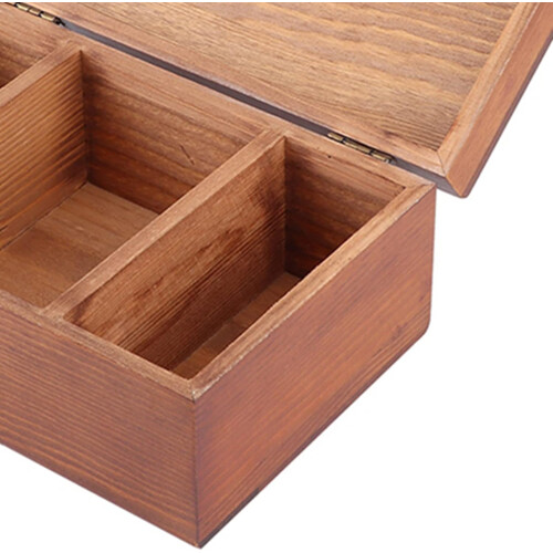 Wooden Sewing Box Organizer with Exquisite Pattern, Vintage Pine Storage for Needle and Thread 1