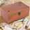 Wooden Sewing Box Organizer with Exquisite Pattern, Vintage Pine Storage for Needle and Thread 3