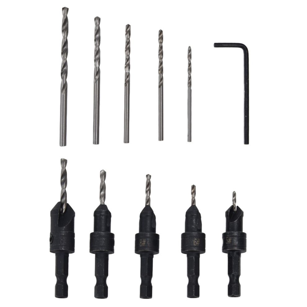 Durable 11Pcs Woodworking Countersink Drill Bits With 1/4In Shank 9461376624800