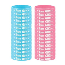 Gender Reveal Bracelets 30pcs Soft Silicone Baby Shower Wristbands Boy or Girl Party Favors