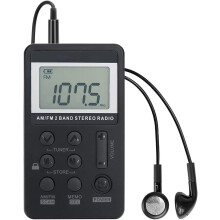 Portable Radio for Outdoor Activities, AM FM Radio with Digital Tuning LCD Display, Rechargeable Battery Personal Pocket Radio with Stereo Earphone,