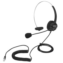Comfortable Wearing Corded Telephone Headset with Acoustic Shock Protection, Adjustable Headband and 330-Degree Flexible Microphone, Noise Cancelling