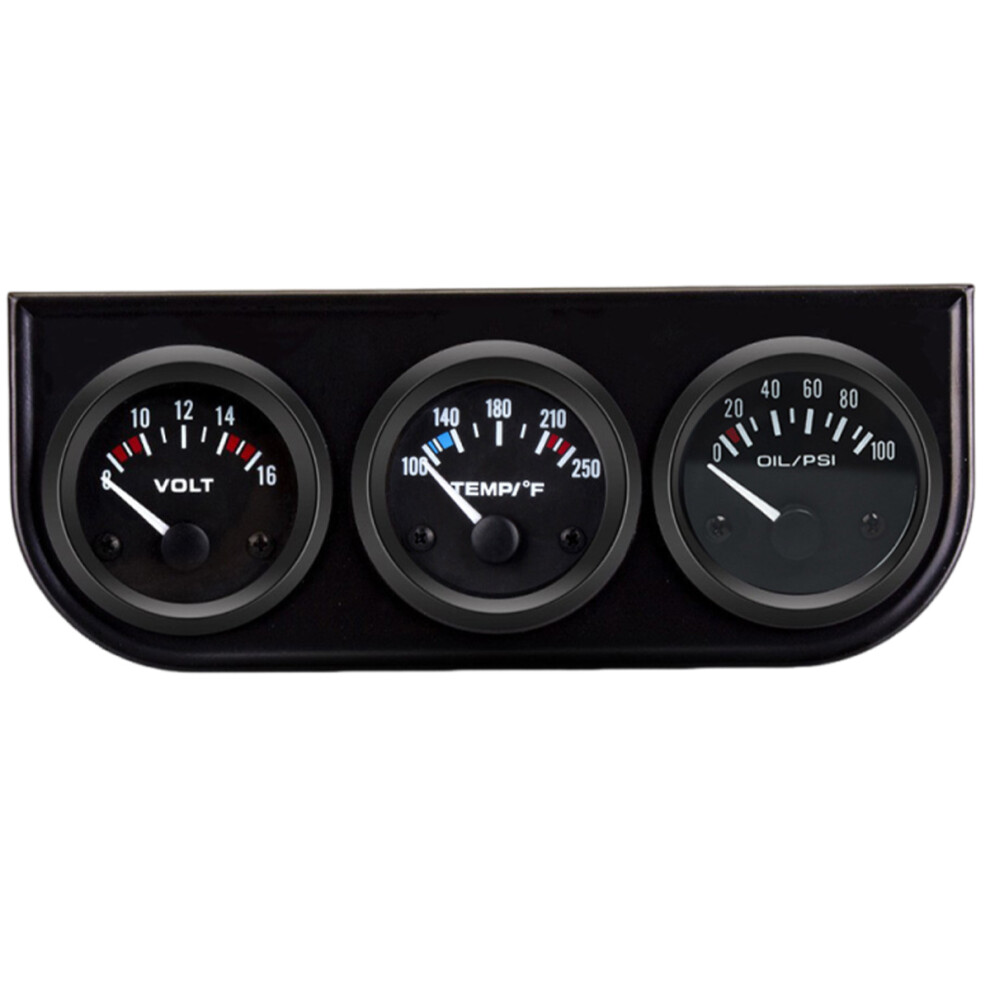 Triple Gauge Kit For Car Dashboard, 52Mm 3 In 1 Auto Meter Set With Electrical Voltmeter And Water Temperature Gauge, Oil Pressure Monitoring System 9358999819709
