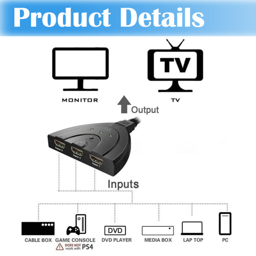 Διακόπτης θύρας HDMI για HDTV, διακόπτης HDMI με λειτουργία εναλλαγής με πάτημα 2