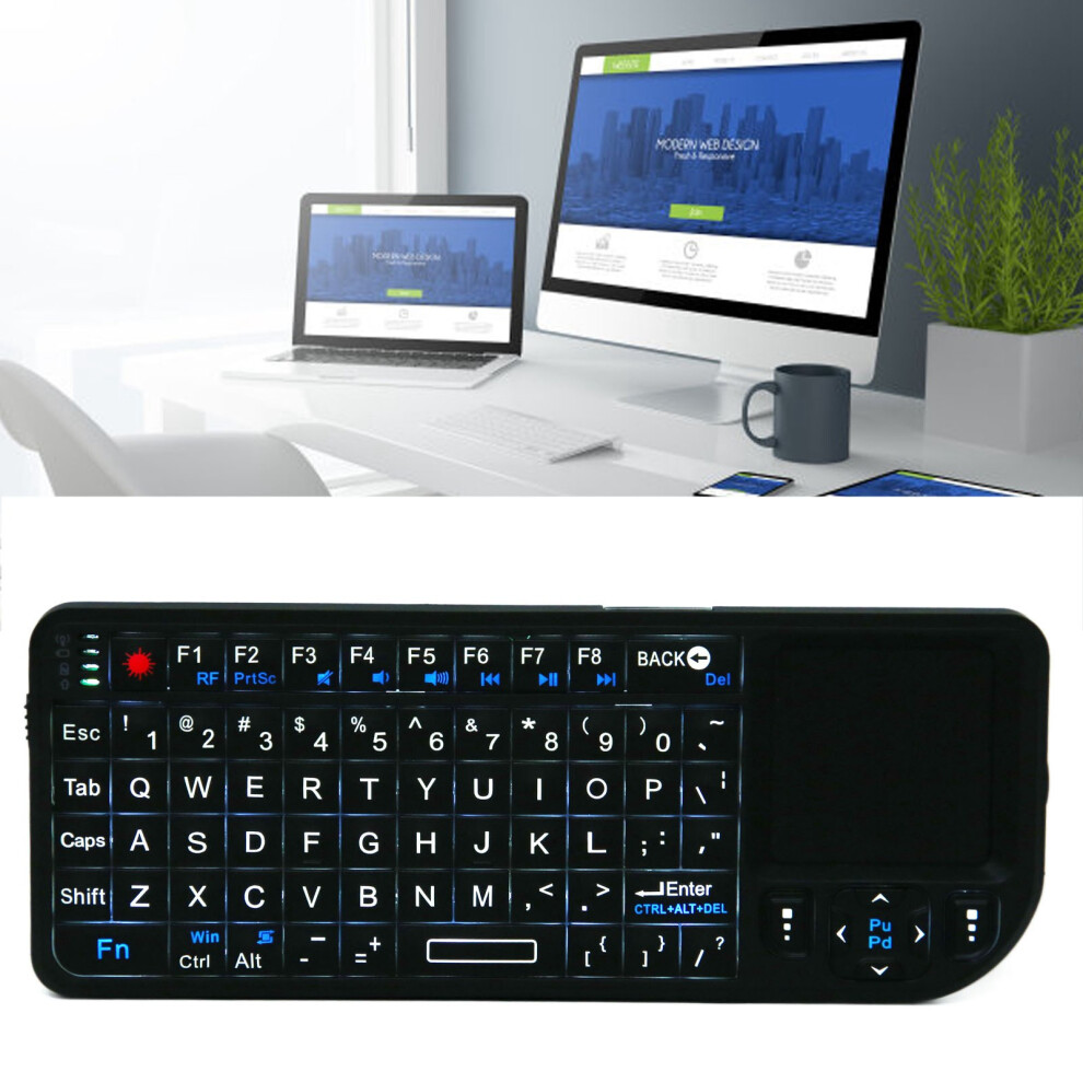 Mini Wireless Backlit 2.4G Keyboard With Touchpad, 69 Keys, Rechargeable 8251376632346