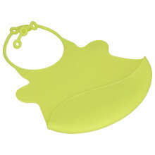 Silikon Kinder-Esslätzchen, Baby-Lätzchen mit 3D-Speichelsack, klein, gelb-grün