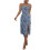 (XL, Blue) Rochie de vară crăpătură înaltă 1