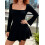(L, Black) Robe trapèze élégante pour l'automne 2