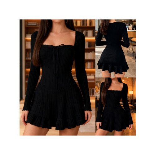 (M, Black) Robe trapèze élégante pour l'automne 1