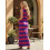 (L, Purple) Robe moulante rayée et sorties. 3