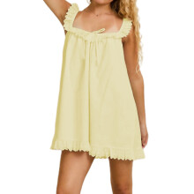 (L, Bright Yellow) Robe d'été courte sans manches.